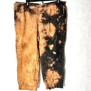 J. Jill Love Linen Pants Crop Cropped Bleached Acid Wash Tie Dyed Tied Dye